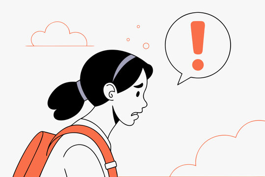Student Receiving Warning or Alert Flat Vector Illustration