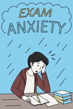Student Suffering from Exam Anxiety Flat Education Vector Illustration