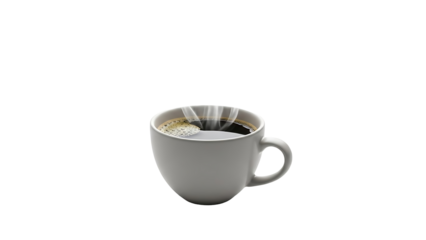 A simple photo of a white coffee cup filled with dark, steaming coffee, ready to drink