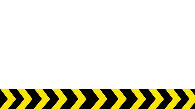 Animated Black yellow line striped danger caution hazard barricade reflective tape floor safety band backdrop, Stairville warning tape sign symbol animation video clip white background copy space fram