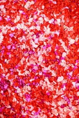 Texture of petals lying in bath. Spa, relaxation and self love concept.