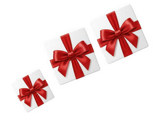 Elegant gift boxes with red ribbons