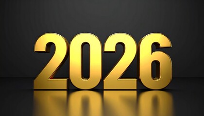 "Elegant New Year 2026 greeting with golden text and champagne glass motif on dark background."