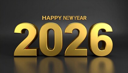 "Elegant New Year 2026 greeting with golden text and champagne glass motif on dark background."