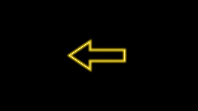 Neon yellow glowing left arrow icon animation