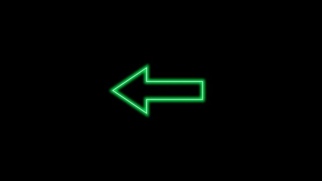Neon green glowing left arrow icon animation