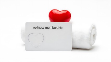 A vibrant red heart rests atop a wellness membership card symbolizing health and care high quality professional