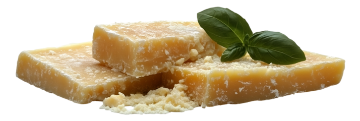 Stacked cake slices with green garnish