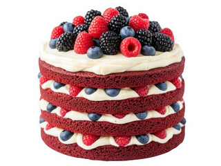 Delicious red velvet cake with fresh berries