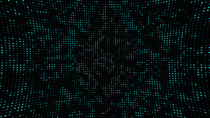 Abstract dot technology background. Hi tech motion graphic background, blue flickering dots on dark background