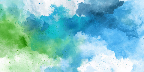 Abstract turquoise and bule watercolor art background Watercolour brush strokes.Pastel blue watercolor paint brush for wedding elements. artistic design templates for invitations