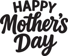 Naklejka premium Happy mother s day lettering design with a black graphic silhouette