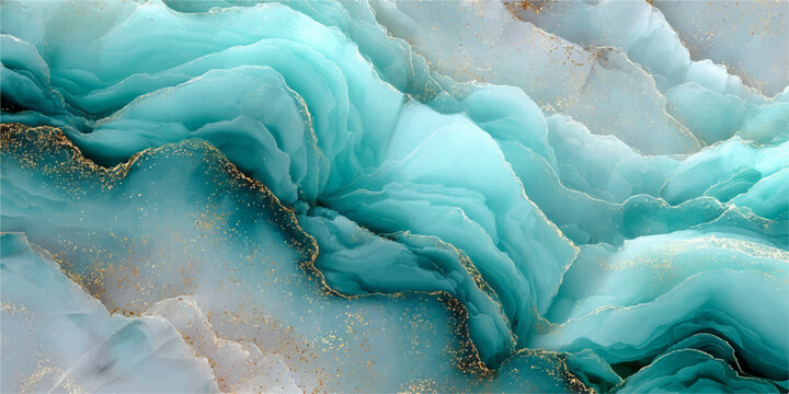 abstract background, the texture of the mineral stone Amazonite. Underwater patterns of swirling ink and luminescent water inspire a nature-themed painting, perfect as background wallpaper.