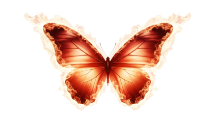 Beautiful Orange Butterfly with Fiery Wing Patterns Illuminated by Light