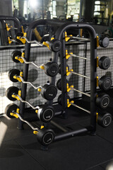 Straight and Z Bars Arranged from Large to Small on Gym Rack