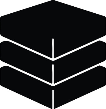 Silhouette Abstract Three Layered Stacked Isometric Shapes Icon Vector Illustration