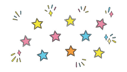 Whimsical Star Cluster: A cheerful collection of colorful, animated stars dances across the frame, each radiating a unique charm, perfect for adding a touch of whimsy and delight.