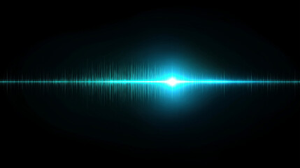 Blue Glowing Sound Wave Audio Spectrum with Green to Cyan Gradient on Black Background