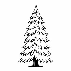 Obraz premium Elegant black and white pine tree illustration for design