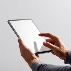 Person using smartphone, isolated on white background