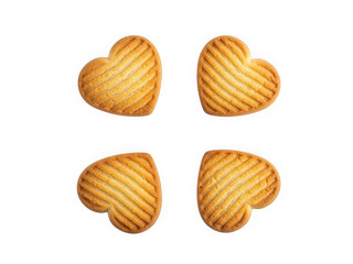 Four heart-shaped biscuits arranged in a square