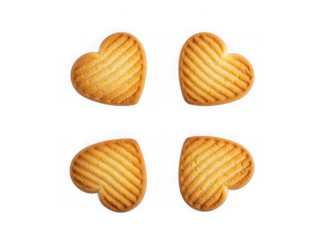 Four heart-shaped biscuits arranged in a square