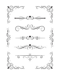 Obraz premium Elegant collection of ornate black and white page dividers and matching decorative corner embellishments