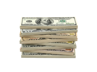 Pile of U.S. Dollars: A stack of American currency banknotes showcases financial abundance and economic power. Displaying varying denominations, this image symbolizes wealth and financial stability.