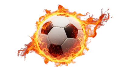 Fiery Soccer Ball: A dynamic and energetic soccer ball engulfed in flames, symbolizing passion, intensity, and the thrill of the game.