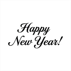 Happy New Year greeting with ornamental floral frame and calligraphic text, vector illustration on white background