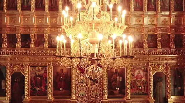Drone ascending inside Cathedral of the Archangel Michael