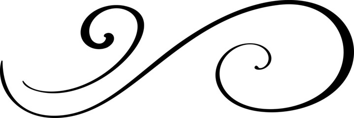 Black vector divider flourish, elegant swirl corner design calligraphy element enhancing visual appeal, adding of touch grace sophistication