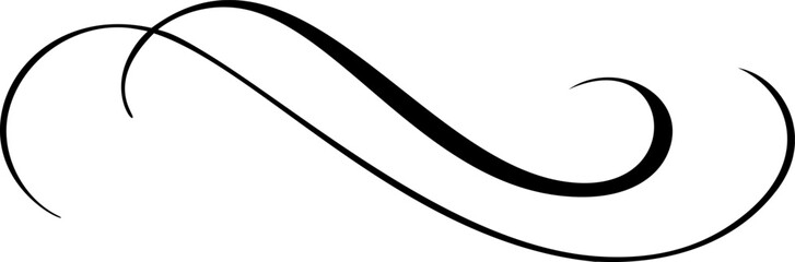 Black vector divider flourish, elegant swirl corner design calligraphy element enhancing visual appeal, adding sophistication touch a grace