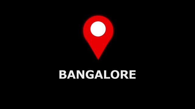 Location of the city of Bangalore ,the name of the place with the location has been displayed,  GPS location tracking icon location animation on background..