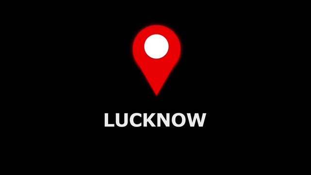Location of the city of lucknow the name of the place with the location has been displayed,  GPS location tracking icon location animation on background..