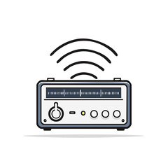 Fototapeta premium An isolated, vector-based radio illustration showcasing old-fashioned, digital signals with a white backdrop