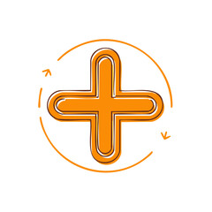 Obraz premium Medical Plus Symbol: Isolated Orange-Yellow Colored Graphic Icon Element on White