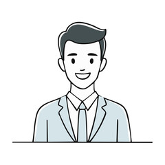 Smiling Person in Suit with Tie Illustration Portrait of Executive