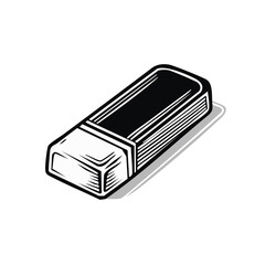 Monochrome Eraser Illustration in Vintage Style for Graphic Design and Educational Resources
