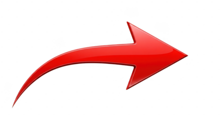 Red arrow pointing to the right isolated on transparent background symbol