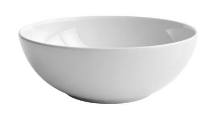 Simple white ceramic bowl for food or serving, isolated on transparent background