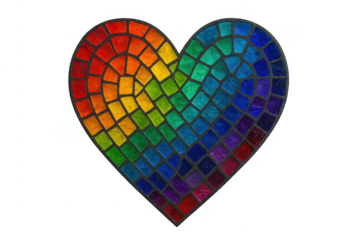 Rainbow mosaic heart symbolizing lgbtq pride and love