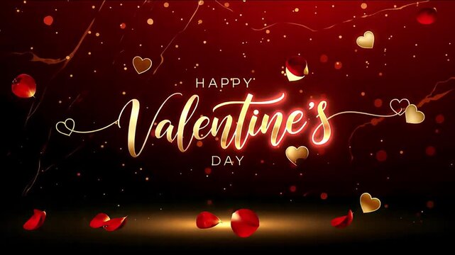 Valentine&rsquo;s magic glows in red and gold&mdash;floating hearts, sparkles, rose petals, and cursive love light up the celebration.