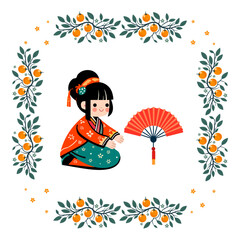 Girl Asian Orange Chinese Japanese Culture Fan