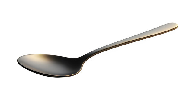 Shiny metal teaspoon isolated on transparent background
