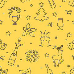New year 2025 Christmas vector seamless pattern