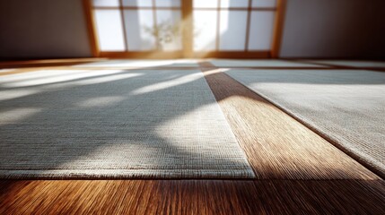 Room with a wooden floor and a large window in the background. the room appears to be empty, with no furniture or decorations visible.