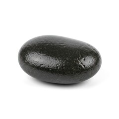 A single dark, smooth, wet oval stone speckled with glitter sits on a clean white background under studio lighting.