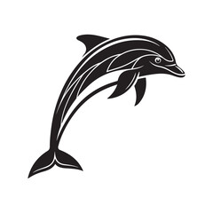 Fototapeta premium Dolphin icon silhouette white background.