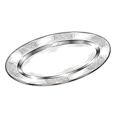 An oval silver platter with an embossed border shown on a clean white background. This elegant serving dish is perfect for presenting food at any occasion.
